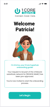 App SuperSub, pantalla de bienvenida de Emma